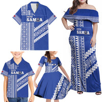 Fetu Samoa Rugby Custom Family Matching Off Shoulder Maxi Dress and Hawaiian Shirt Siapo Pattern - Sporty Style LT14 - Polynesian Pride