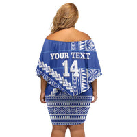 Fetu Samoa Rugby Custom Family Matching Off Shoulder Short Dress and Hawaiian Shirt Siapo Pattern - Sporty Style LT14 - Polynesian Pride