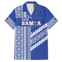 Fetu Samoa Rugby Custom Family Matching Short Sleeve Bodycon Dress and Hawaiian Shirt Siapo Pattern - Sporty Style LT14 Dad's Shirt - Short Sleeve Blue - Polynesian Pride