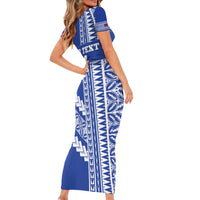 Fetu Samoa Rugby Custom Short Sleeve Bodycon Dress Siapo Pattern - Sporty Style