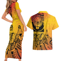 Marquesas Islands Couples Matching Short Sleeve Bodycon Dress and Hawaiian Shirt Marquesan Matatiki Fish Hook Patutiki LT14 - Polynesian Pride