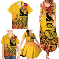 Marquesas Islands Family Matching Summer Maxi Dress and Hawaiian Shirt Marquesan Matatiki Fish Hook Patutiki LT14 - Polynesian Pride