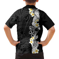 Black Samoa Tattoo Family Matching Tank Maxi Dress and Hawaiian Shirt Plumeria Samoan Ocean Tatau Pattern LT14 - Polynesian Pride