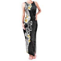 Black Samoa Tattoo Family Matching Tank Maxi Dress and Hawaiian Shirt Plumeria Samoan Ocean Tatau Pattern LT14 Mom's Dress Black - Polynesian Pride