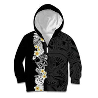 Black Samoa Tattoo Kid Hoodie Plumeria Samoan Ocean Tatau Pattern - Polynesian Pride