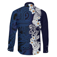 Blue Samoa Tattoo Family Matching Tank Maxi Dress and Hawaiian Shirt Plumeria Samoan Ocean Tatau Pattern LT14 - Polynesian Pride
