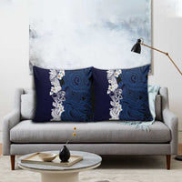 Blue Samoa Tattoo Pillow Cover Plumeria Samoan Ocean Tatau Pattern - Polynesian Pride