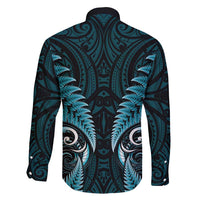 Aotearoa Pounamu Niho Family Matching Summer Maxi Dress and Hawaiian Shirt Silver Fern Mix Maori Pattern - Turquoise LT14 - Polynesian Pride