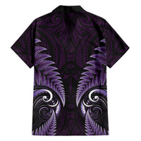 Aotearoa Pounamu Niho Family Matching Off The Shoulder Long Sleeve Dress and Hawaiian Shirt Silver Fern Mix Maori Pattern - Purple LT14 - Polynesian Pride