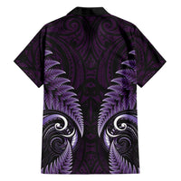 Aotearoa Pounamu Niho Family Matching Puletasi and Hawaiian Shirt Silver Fern Mix Maori Pattern - Purple LT14 - Polynesian Pride