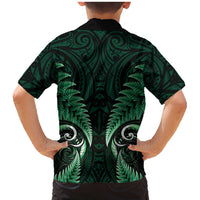 Aotearoa Pounamu Niho Family Matching Mermaid Dress and Hawaiian Shirt Silver Fern Mix Maori Pattern - Green LT14 - Polynesian Pride