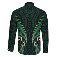 Aotearoa Pounamu Niho Family Matching Short Sleeve Bodycon Dress and Hawaiian Shirt Silver Fern Mix Maori Pattern - Green LT14 - Polynesian Pride