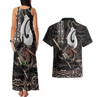 Aotearoa Hei Matau Couples Matching Tank Maxi Dress and Hawaiian Shirt Haka Kiwi Mix Maori Mangopare LT14 - Polynesian Pride