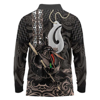 Aotearoa Hei Matau Long Sleeve Polo Shirt Haka Kiwi Mix Maori Mangopare LT14 - Polynesian Pride