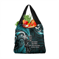 New Zealand Tiki Tennis Grocery Bag Aotearoa Tenehi Maori Silver Fern - Turquoise LT14 1-pack One Size Turquoise - Polynesian Pride