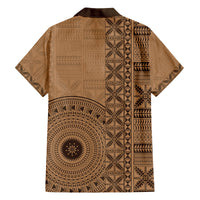 Fakaalofa Lahi Atu Niue Family Matching Off Shoulder Short Dress and Hawaiian Shirt Vintage Hiapo Pattern Brown Version LT14 - Polynesian Pride