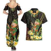 Hawaii Saint Patrick's Day Couples Matching Summer Maxi Dress and Hawaiian Shirt Ukulele Leprechaun Hau'Oli Maoli Oe! LT14 - Polynesian Pride