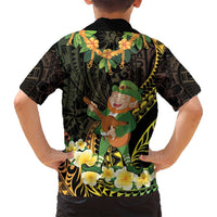 Hawaii Saint Patrick's Day Family Matching Puletasi and Hawaiian Shirt Ukulele Leprechaun Hau'Oli Maoli Oe! LT14 - Polynesian Pride