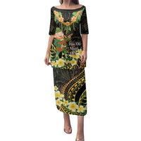 Hawaii Saint Patrick's Day Family Matching Puletasi and Hawaiian Shirt Ukulele Leprechaun Hau'Oli Maoli Oe! LT14 Mom's Dress Reggae - Polynesian Pride