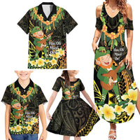 Hawaii Saint Patrick's Day Family Matching Summer Maxi Dress and Hawaiian Shirt Ukulele Leprechaun Hau'Oli Maoli Oe! LT14 - Polynesian Pride