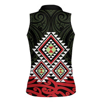 Kia Ora Aotearoa Women Sleeveless Polo Shirt 2025 Pasifika Maori Taniko Motifs LT14 - Polynesian Pride