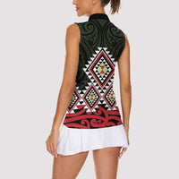 Kia Ora Aotearoa Women Sleeveless Polo Shirt 2025 Pasifika Maori Taniko Motifs LT14 - Polynesian Pride