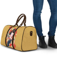 Japanese Geisha Koi Fish Travel Bag Cherry Blossoms Yellow Seigaiha Pattern - Polynesian Pride