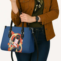 Japanese Geisha Koi Fish Leather Bag Cherry Blossoms Blue Seigaiha Pattern - Polynesian Pride