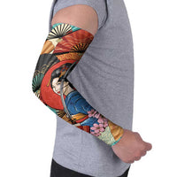 Japanese Geisha Katana Arm Sleeves Japan Sensu Seigaiha Pattern - Polynesian Pride