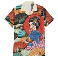 Japanese Geisha Katana Hawaiian Shirt Japan Sensu Seigaiha Pattern - Polynesian Pride