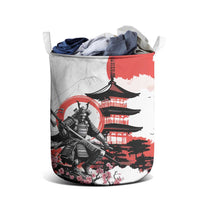 Japanese Samurai Warrior Enso Laundry Basket Japan Pagoda Sakura Watercolor - Polynesian Pride