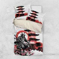 Japanese Samurai Warrior Enso Bedding Set Japan Pagoda Sakura Watercolor - Polynesian Pride
