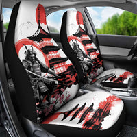 Japanese Samurai Warrior Enso Car Seat Cover Japan Pagoda Sakura Watercolor - Polynesian Pride