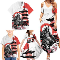 Japanese Samurai Warrior Enso Family Matching Summer Maxi Dress and Hawaiian Shirt Japan Pagoda Sakura Watercolor LT14 - Polynesian Pride