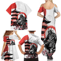 Japanese Samurai Warrior Enso Family Matching Summer Maxi Dress and Hawaiian Shirt Japan Pagoda Sakura Watercolor LT14 - Polynesian Pride