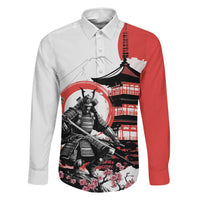 Japanese Samurai Warrior Enso Family Matching Tank Maxi Dress and Hawaiian Shirt Japan Pagoda Sakura Watercolor LT14 Dad's Shirt - Long Sleeve White - Polynesian Pride