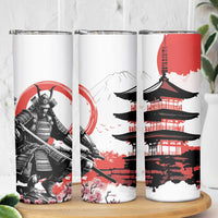 Japanese Samurai Warrior Enso Skinny Tumbler Japan Pagoda Sakura Watercolor - Polynesian Pride
