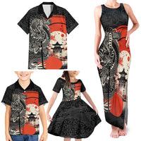 Japanese Dragon Katana Enso Family Matching Tank Maxi Dress and Hawaiian Shirt Japan Pagoda Seamless Cloud LT14 - Polynesian Pride