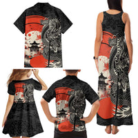 Japanese Dragon Katana Enso Family Matching Tank Maxi Dress and Hawaiian Shirt Japan Pagoda Seamless Cloud LT14 - Polynesian Pride