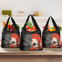 Japanese Dragon Katana Enso Grocery Bag Japan Pagoda Seamless Cloud - Polynesian Pride