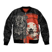 Japanese Dragon Katana Enso Sleeve Zip Bomber Jacket Japan Pagoda Seamless Cloud - Polynesian Pride
