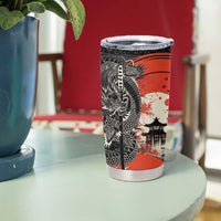Japanese Dragon Katana Enso Tumbler Cup Japan Pagoda Seamless Cloud - Polynesian Pride
