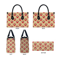 Japanese Daruma Doll Leather Bag Palaka With Seamless Bamboo Pattern - Polynesian Pride