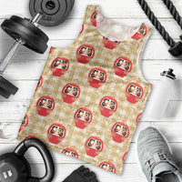 Japanese Daruma Doll Men Tank Top Palaka With Seamless Bamboo Pattern - Polynesian Pride