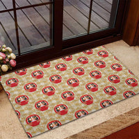 Japanese Daruma Doll Rubber Doormat Palaka With Seamless Bamboo Pattern - Polynesian Pride