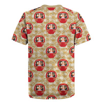 Japanese Daruma Doll Rugby Jersey Palaka With Seamless Bamboo Pattern - Polynesian Pride