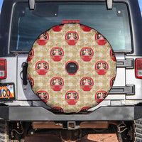 Japanese Daruma Doll Spare Tire Cover Palaka With Seamless Bamboo Pattern - Polynesian Pride