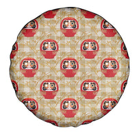 Japanese Daruma Doll Spare Tire Cover Palaka With Seamless Bamboo Pattern - Polynesian Pride