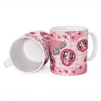 Japanese Daruma Doll Palaka Ceramic Mug Cherry Blossoms With Shell Lei - Polynesian Pride