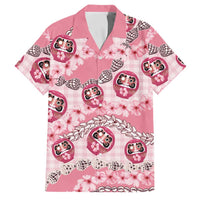 Japanese Daruma Doll Palaka Family Matching Mermaid Dress and Hawaiian Shirt Cherry Blossoms With Shell Lei LT14 Dad's Shirt - Short Sleeve Pink - Polynesian Pride